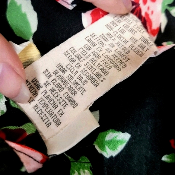 Vintage Dentelle Medium Black Red Floral Slip Dress Nightgown 80s - Picture 6 of 6